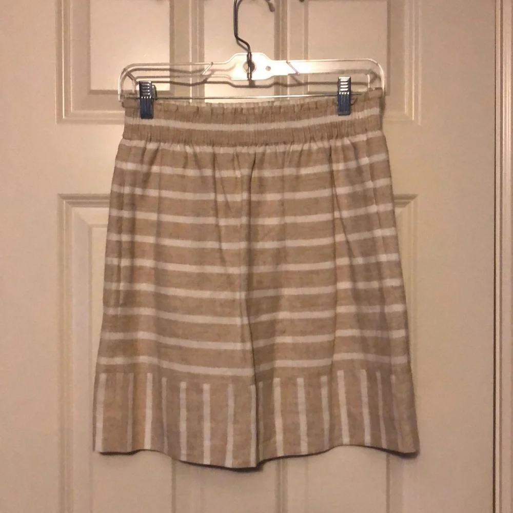 J.Crew Oatmeal & Ivory Striped Mini Skirt Coastal Preppy NWT Size 0